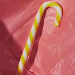 Polka glassdekorasjon 17 cm hvit/gul