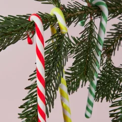 Polka glassdekorasjon 17 cm hvit/gul