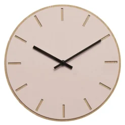 Powder veggklokke 28 cm rosa linoleum m/svart viser