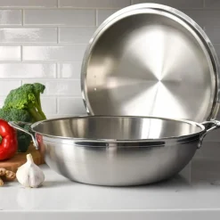 Probond wok med lokk 36 cm stål