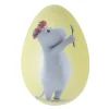 Påskeegg metall 15 cm Snorkfrøken gul