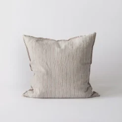 Putetrekk lin 50x50 cm hazelnut stripe