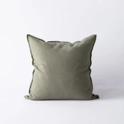 Putetrekk lin 50x50 cm olive
