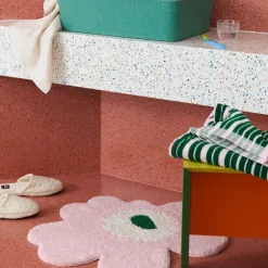 Raide badehåndkle 70x150 cm grønn/rosa