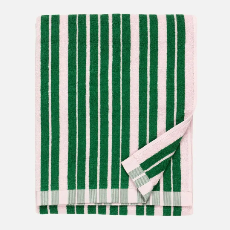 Raide badehåndkle 70x150 cm grønn/rosa
