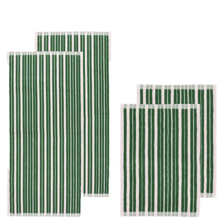 Raide håndklesett 4 stk grønn/rosa