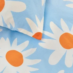 Rakastaa, ei rakastaa dynetrekk 150x210 cm blå/hvit/oransje