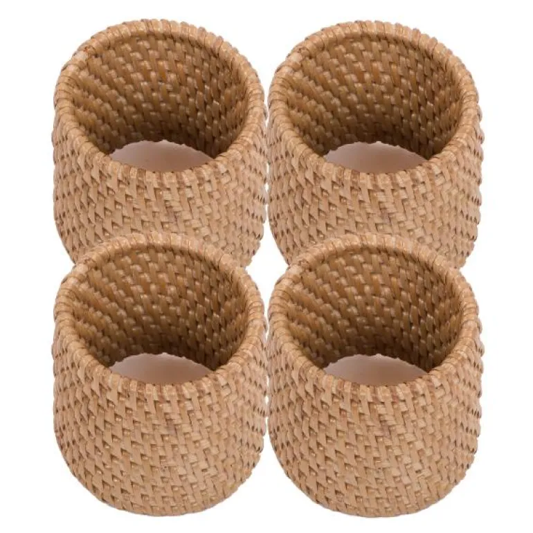 Rattan serviettring 4 stk beige