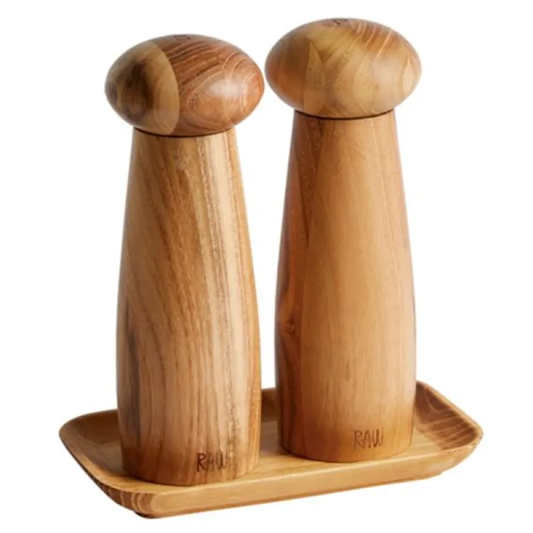 Raw kvernsett med brett 18,5 cm 3 deler teak