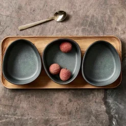 RAW skålsett m/ teaktrebrett northern green