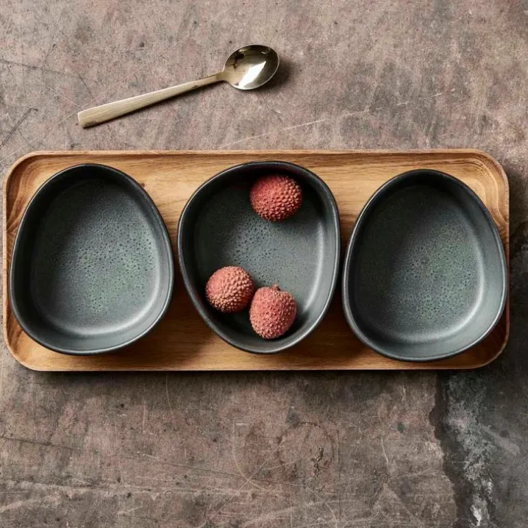 RAW skålsett m/ teaktrebrett northern green