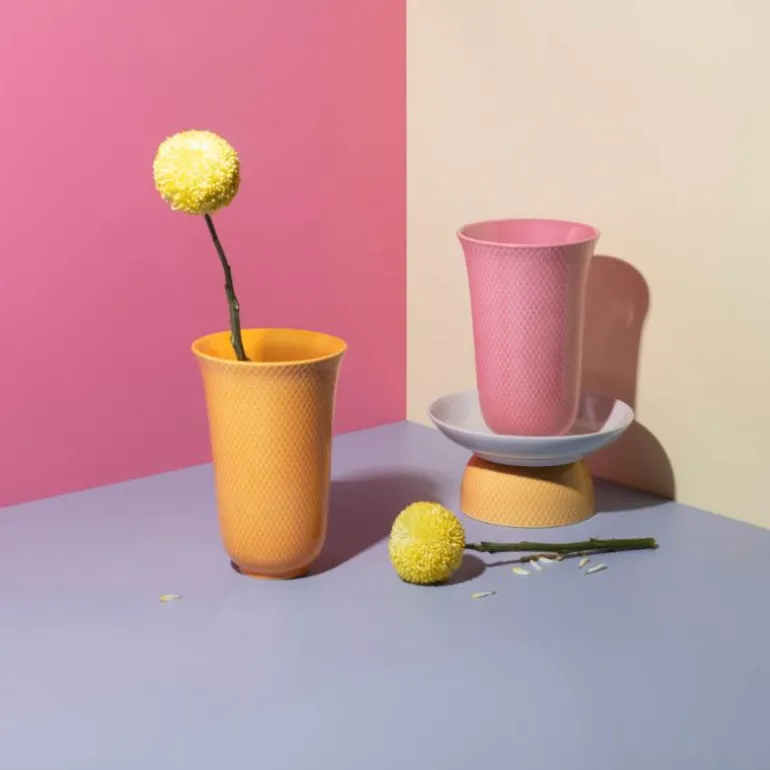 Rhombe Color vase 20 cm porselen gul