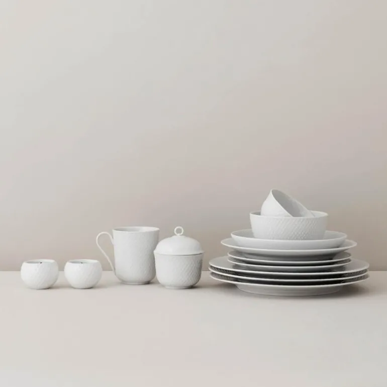 Rhombe skål 8,5 cm hvit porselen