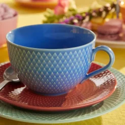 Rhombe tekopp 39 cl blå/terracotta