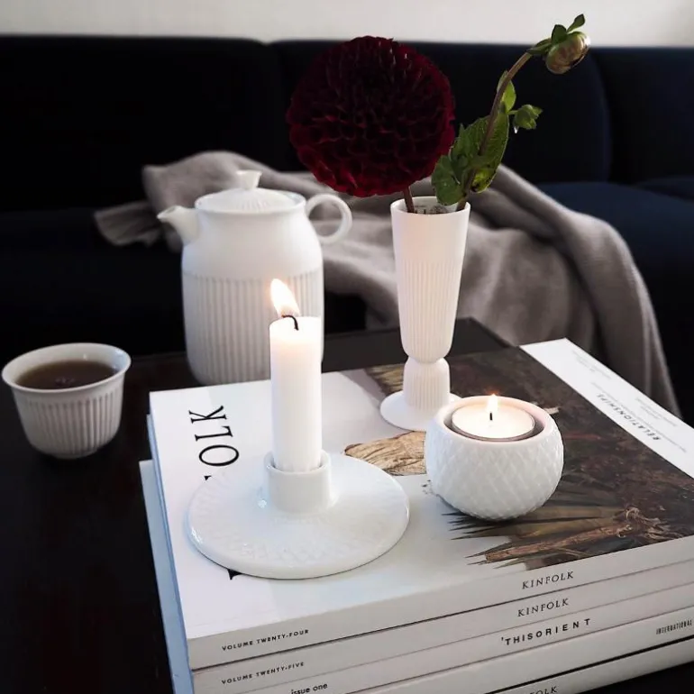 Rhombe telyslykt 6,5 cm hvit