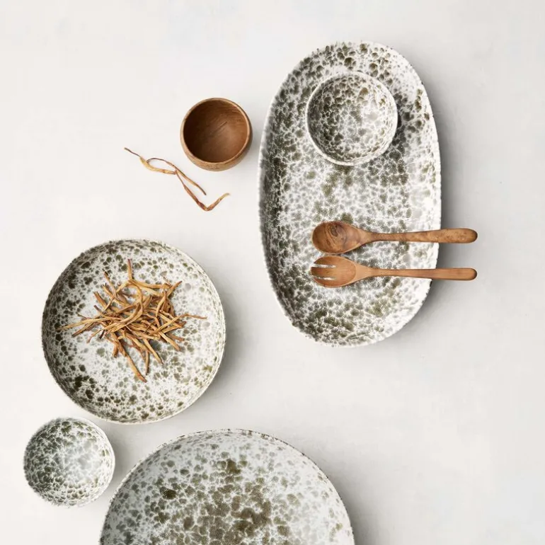 Rivoli serveringsfat liten 37x21,5 cm green splatter