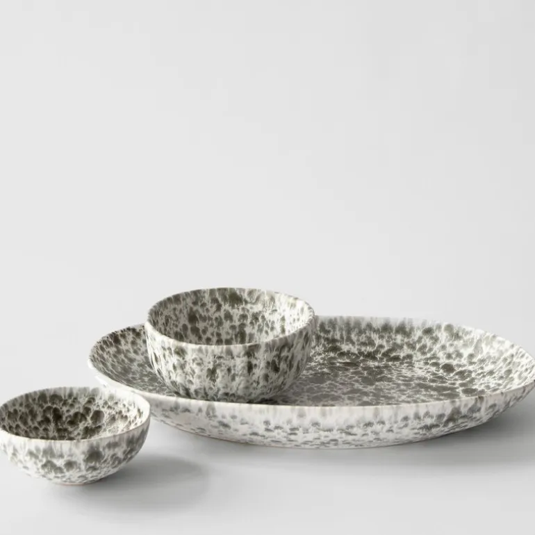 Rivoli serveringsfat liten 37x21,5 cm green splatter