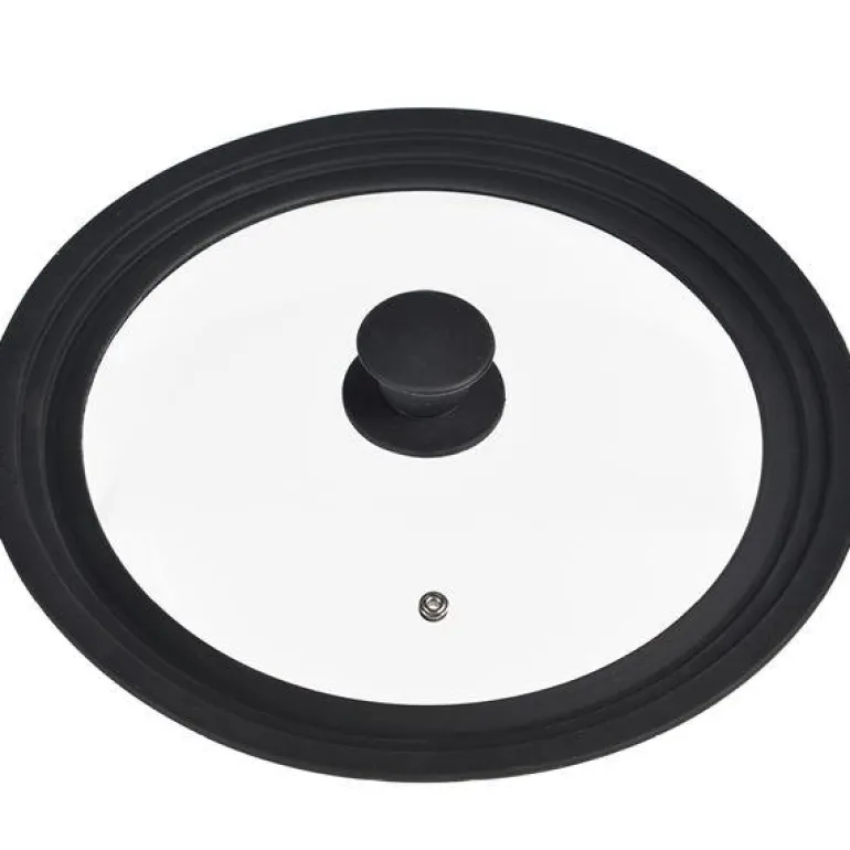 Rix grytelokk 22/24/26 cm svart klart glass