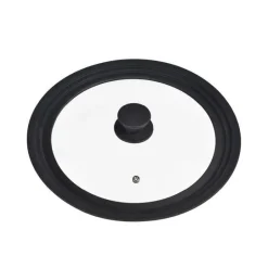 Rix grytelokk 16/18/20 cm svart klart glass