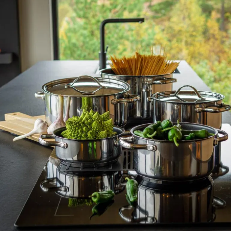 Rix grytesett 5 deler 1,3/2,4/3,2/4/6,7L blank