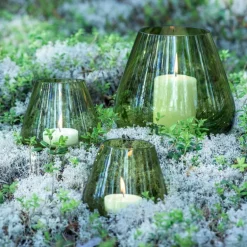 Rocks stormlykt/vase 22 cm grønn