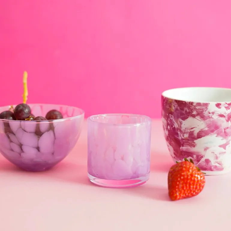 Rosa sløyfe telykt 6 cm