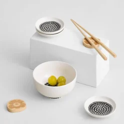 Räsymatto skål 30 cl svart/hvit