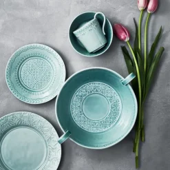 Rua Nova tallerken flat 28 cm aqua