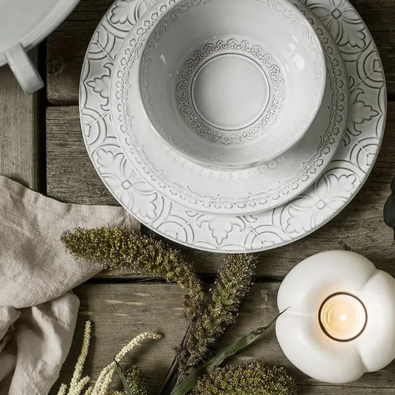 Rua Nova tallerken flat 28 cm antikkhvit