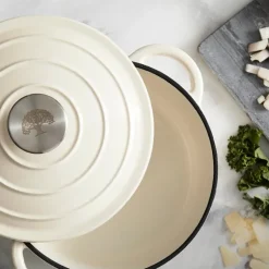 Rund støpejernsgryte 20 cm 2L krem