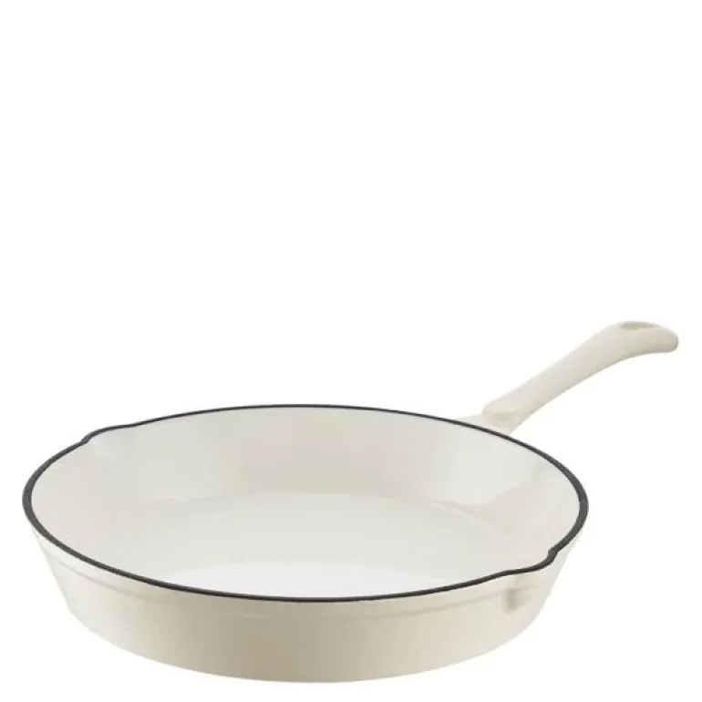 Rund støpejernspanne 26 cm 1L krem