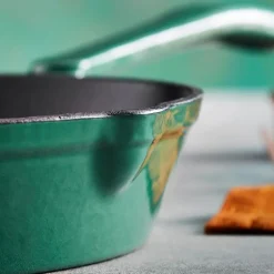 Rund støpejernsstekepanne 26 cm 1L grønn