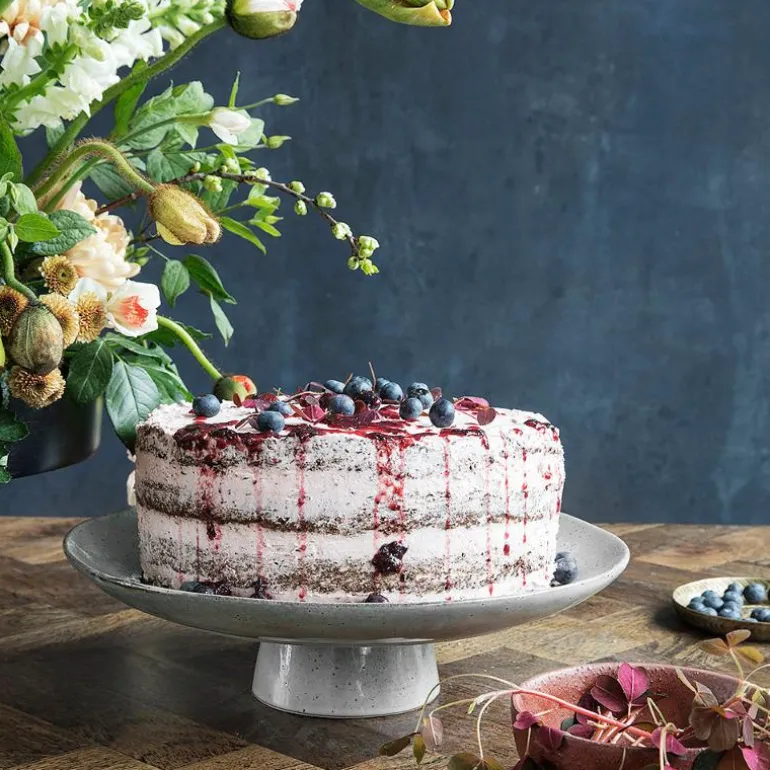 Rustic kakefat 32 cm grå/blå