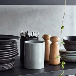 Rustic krukke 15x12 cm grå/blå