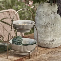 Sana tallerkenstativ antikk messingfarge