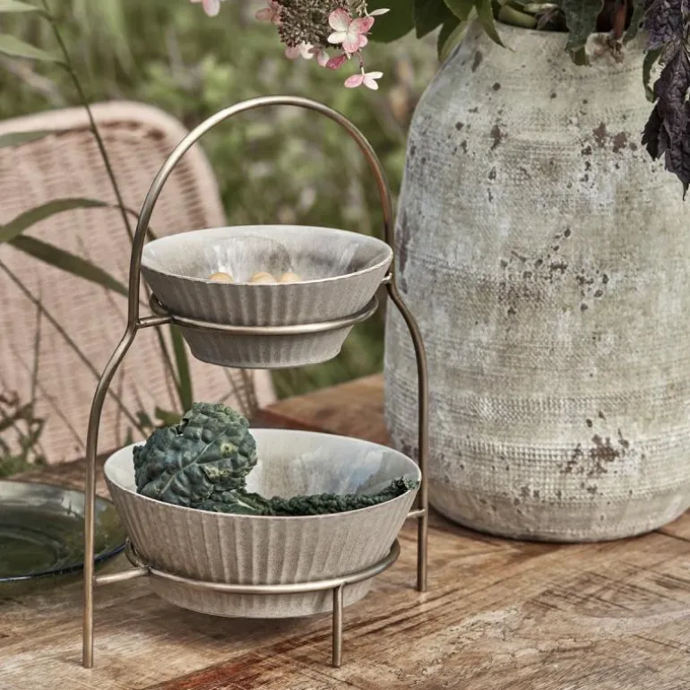 Sana tallerkenstativ antikk messingfarge