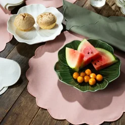 Scallopped dekkebrikke 2 stk 36 cm pudderrosa