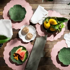 Scallopped dekkebrikke 2 stk 36 cm pudderrosa