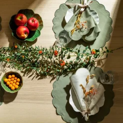 Scallopped tekstilserviett 2 stk 40x40 cm natur