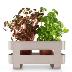 Selvvannende urtepotte 31x15x13 cm stål/hvit