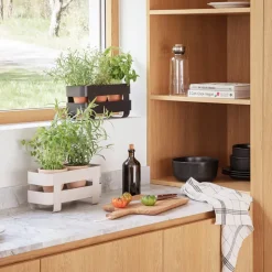 Selvvannende urtepotte 31x15x13 cm stål/svart