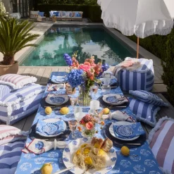 Shell bomullsduk 150x250 cm blå/hvit