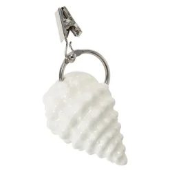 Shell dukholder i steingods 6x4 cm hvit