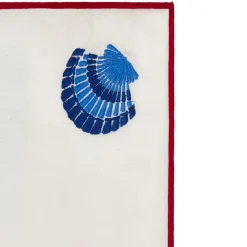Shell embroidered tøyserviett 50x50 cm hvit/blå/rød