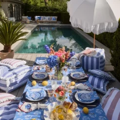 Shell serviett i bomull 50x50 cm blå/hvit