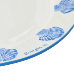 Shell stoneware fat 40 cm hvit/blå