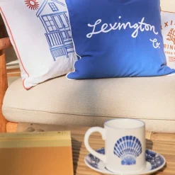 Shell stoneware krus 40 cl hvit/blå