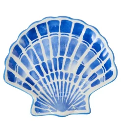 Shell stoneware serveringsfat 15x17 cm hvit/blå