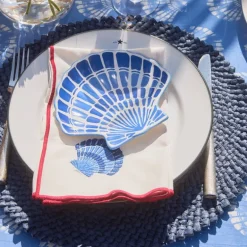 Shell stoneware serveringsfat 15x17 cm hvit/blå