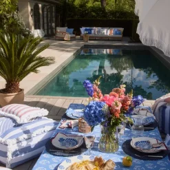 Shell stoneware serveringsfat 15x17 cm hvit/blå